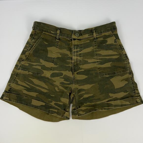 Lucky Brand Pants - Lucky Brand Camo Shorts 28 Green Camouflage Cotton Elastane Stretch Mid Rise